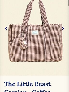 The Little Beast Classic Size Coffee Gingham Dog Carrier Tote